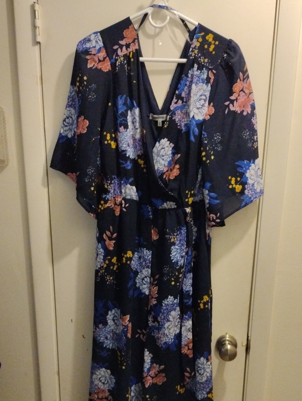 bailey blue Navy Floral Wrap Jumpsuit